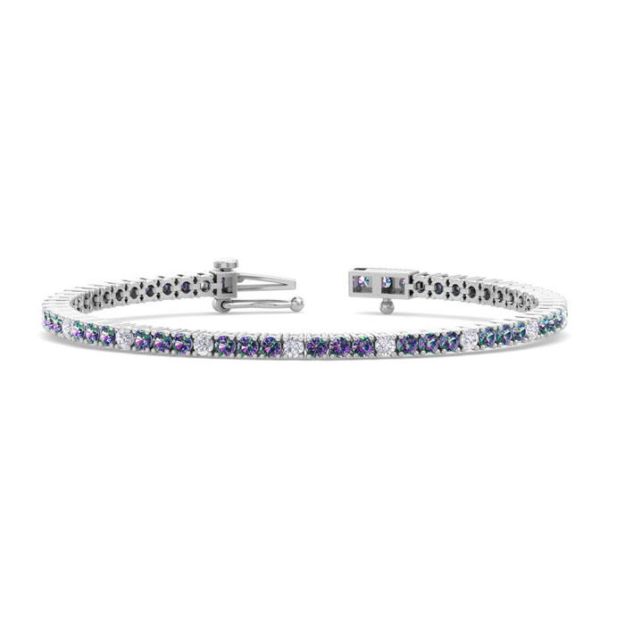 6 Carat Mystic Topaz & Diamond Tennis Bracelet in 14K Rose Gold (