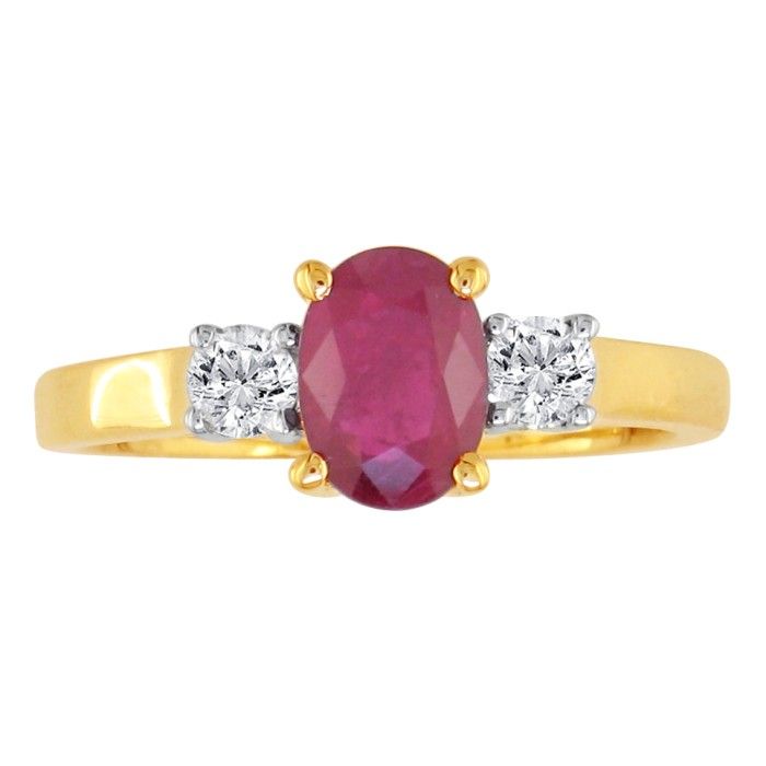 .80 Carat Ruby & Diamond Ring in 14k Yellow Gold, Size 6.5, G/H Color by SuperJeweler