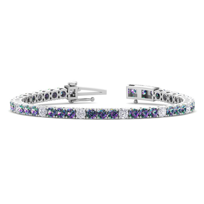 10 1/4 Carat Mystic Topaz & Diamond Alternating Tennis Bracelet i