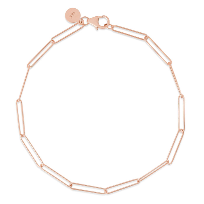 14K Rose Gold (1.85 g) Wire Paperclip Chain Bracelet, 7 Inches by SuperJeweler