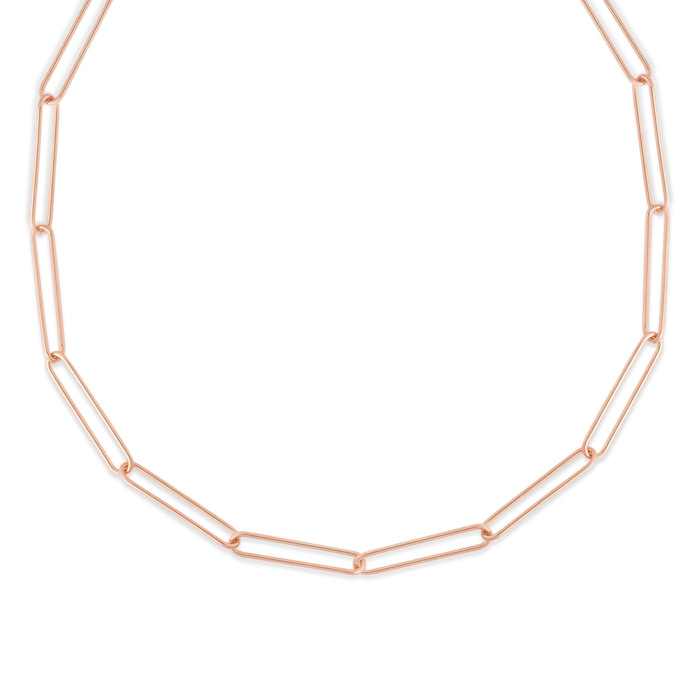 14K Rose Gold (4.05 g) Wire Paperclip Chain Necklace, 18 Inches by SuperJeweler