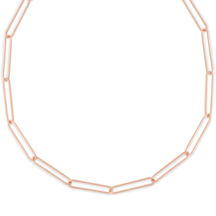 14K Rose Gold (5.3 g) Wire Paperclip Chain Necklace, 24 Inches by SuperJeweler