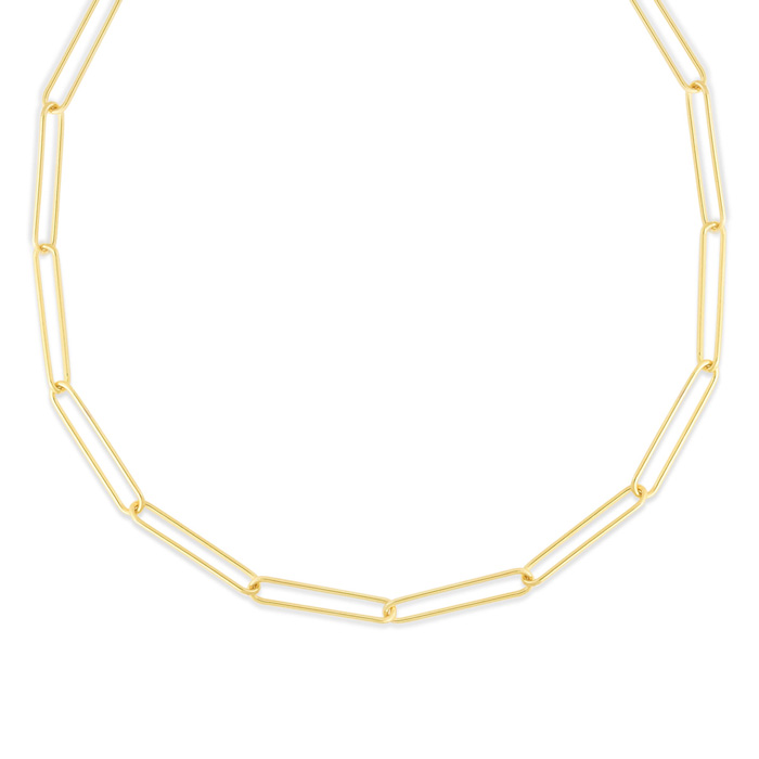 14K Yellow Gold (4.05 g) Wire Paperclip Chain Necklace, 18 Inches by SuperJeweler