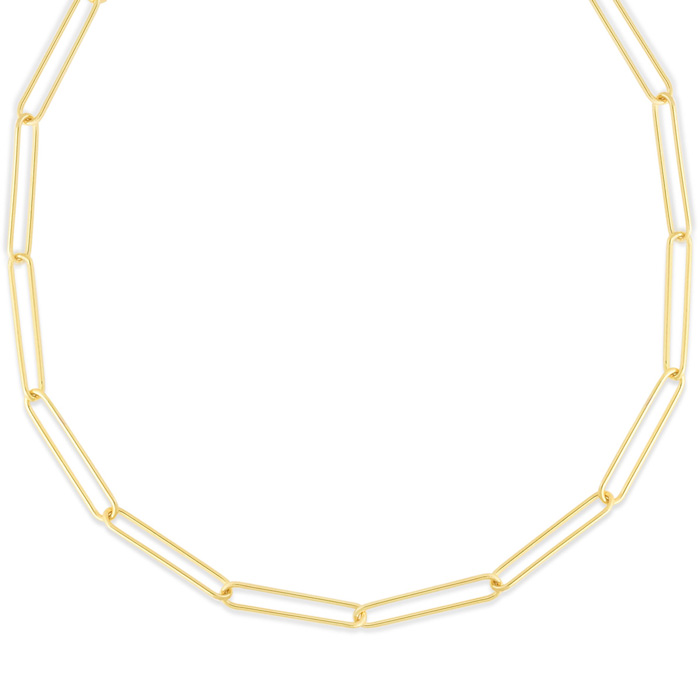 14K Yellow Gold (5.3 g) Wire Paperclip Chain Necklace, 24 Inches by SuperJeweler