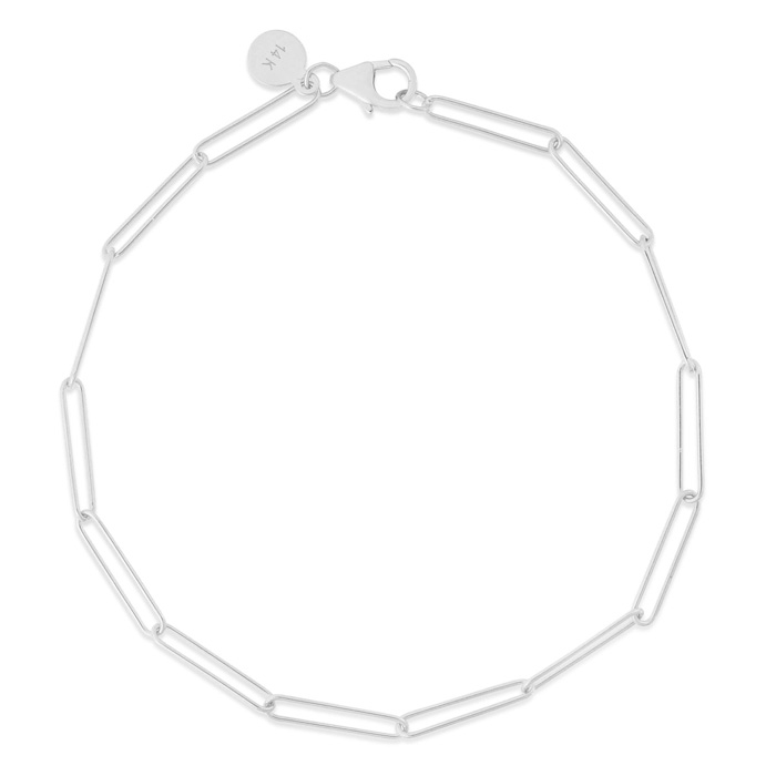 14K White Gold (1.85 g) Wire Paperclip Chain Bracelet, 7 Inches by SuperJeweler