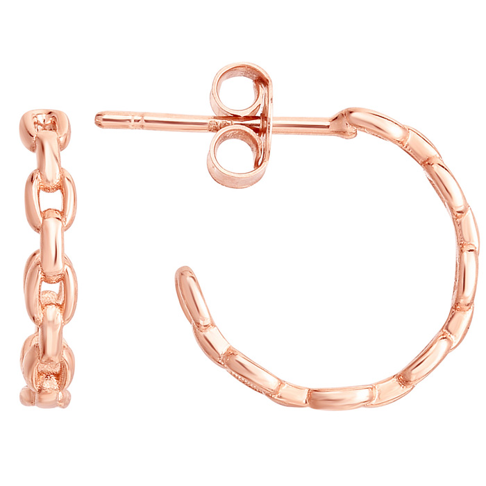 14K Rose Gold (1.6 g) Oval Link Hoop Earrings, 1/2 Inch by SuperJeweler