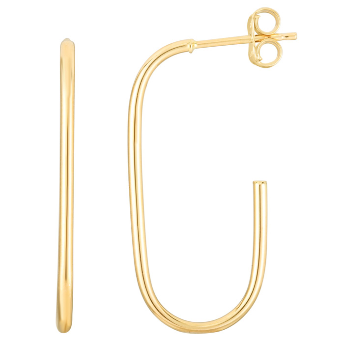 14K Yellow Gold (1.2 g) J Hoop Earrings, 1 Inch by SuperJeweler