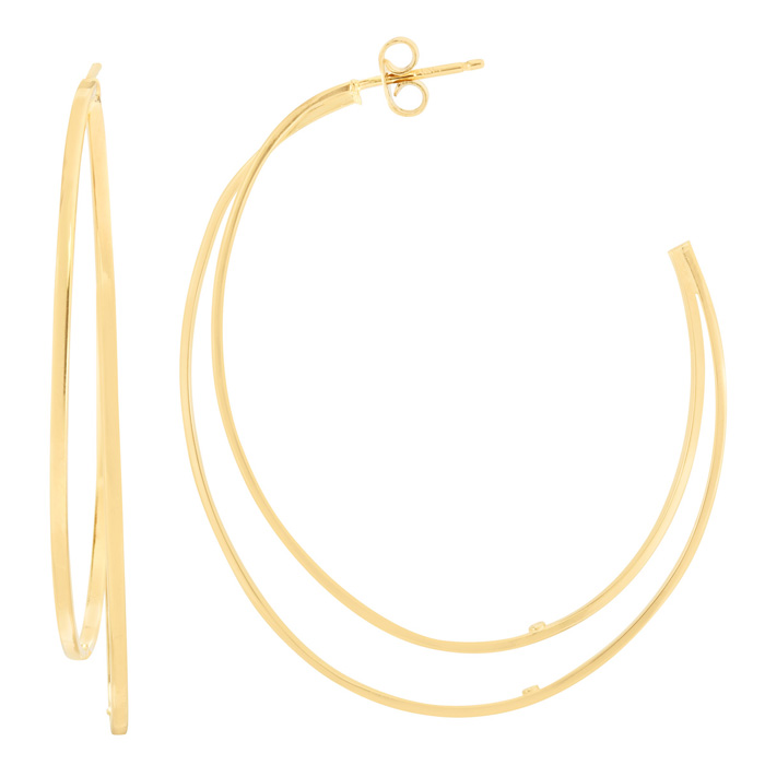 14K Yellow Gold (3.6 g) Double Hoop Earrings, 2 Inches by SuperJeweler