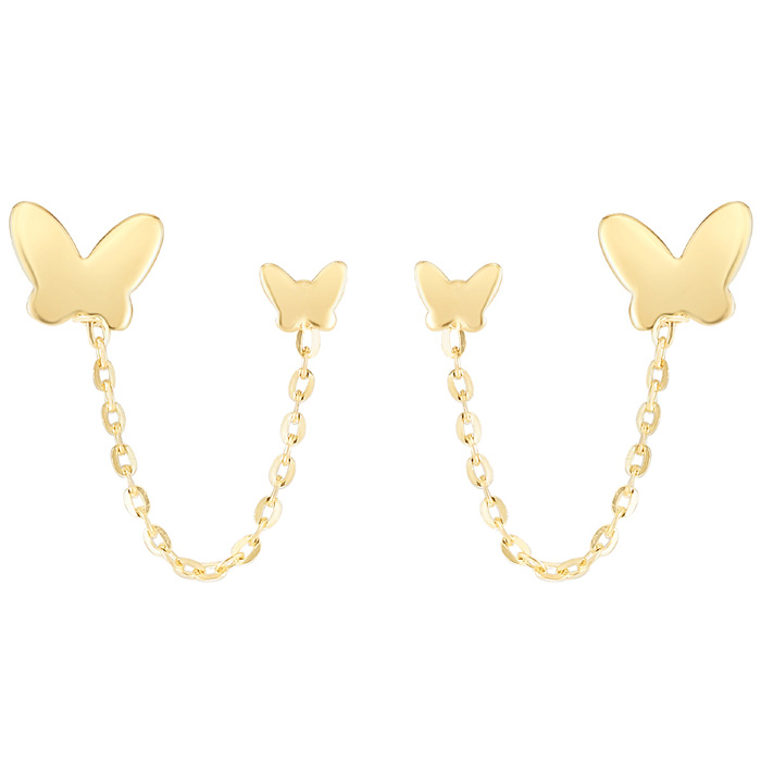 14K Yellow Gold (0.9 g) Double Pierced Butterfly Earrings by SuperJeweler