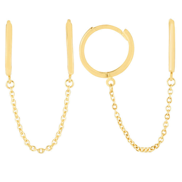 14K Yellow Gold (1.8 g) Double Pierced Chain Hoop Earrings by SuperJeweler