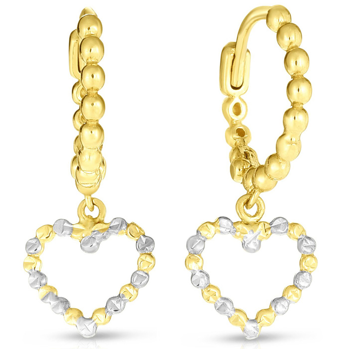 14K Yellow Gold (1.6 g) Heart Drop Earrings, 1 Inch by SuperJeweler