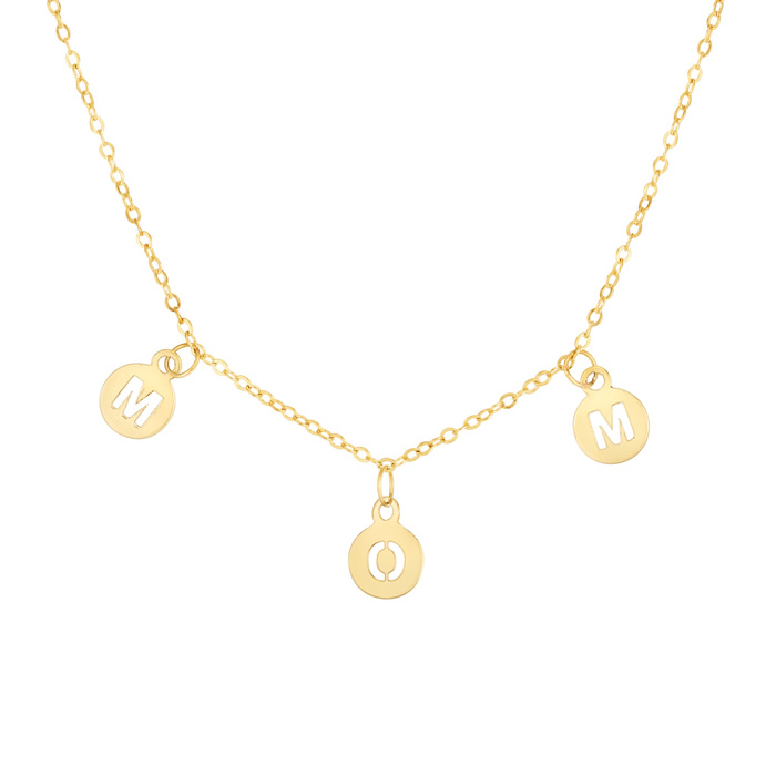 14K Yellow Gold (1.2 g) Dangling Mom Necklace, 18 Inches by SuperJeweler