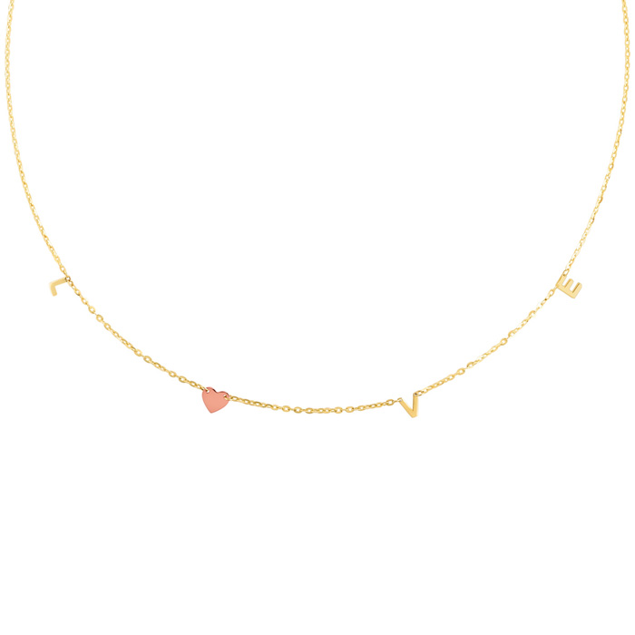 14K Yellow & Rose Gold (2.2 g) Love Necklace, 18 Inches by SuperJeweler