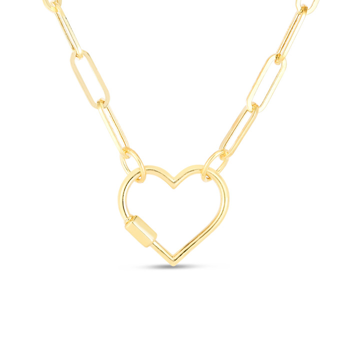 14K Yellow Gold (3.9 g) Heart Paperclip Chain Necklace, 18 Inches by SuperJeweler