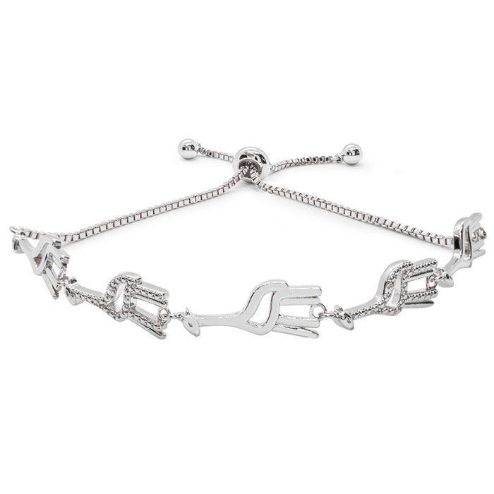 Diamond Accent Giraffe Adjustable Bolo Bracelet in Platinum Overlay, 7-10 Inches,  by SuperJeweler