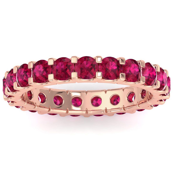 14K Rose Gold (2.80 g) 2 Carat Round Ruby Eternity Band, Size 4 by SuperJeweler