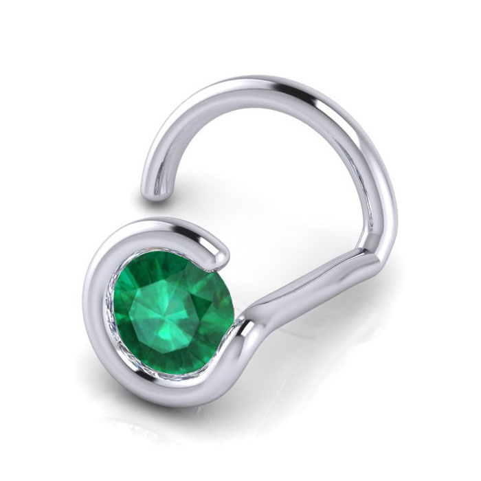 0.02 Carat 1.5mm Emerald Nose Ring in 14K White Gold by SuperJeweler