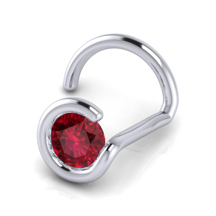 0.02 Carat 1.5mm Ruby Nose Ring in 14K White Gold by SuperJeweler