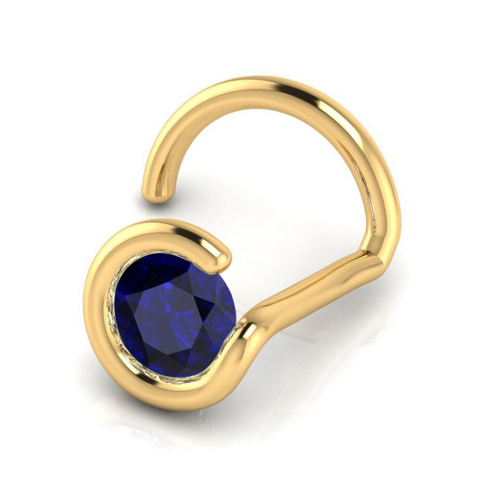 0.02 Carat 1.5mm Sapphire Nose Ring in 14K Yellow Gold by SuperJeweler