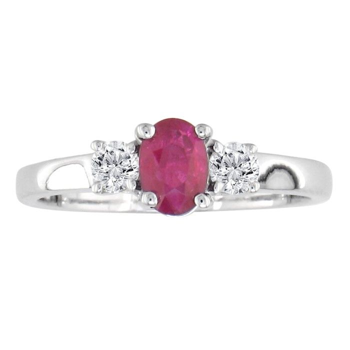 1.20 Carat Fine Quality Ruby & Diamond Ring in 14k White Gold, G/H Color by SuperJeweler