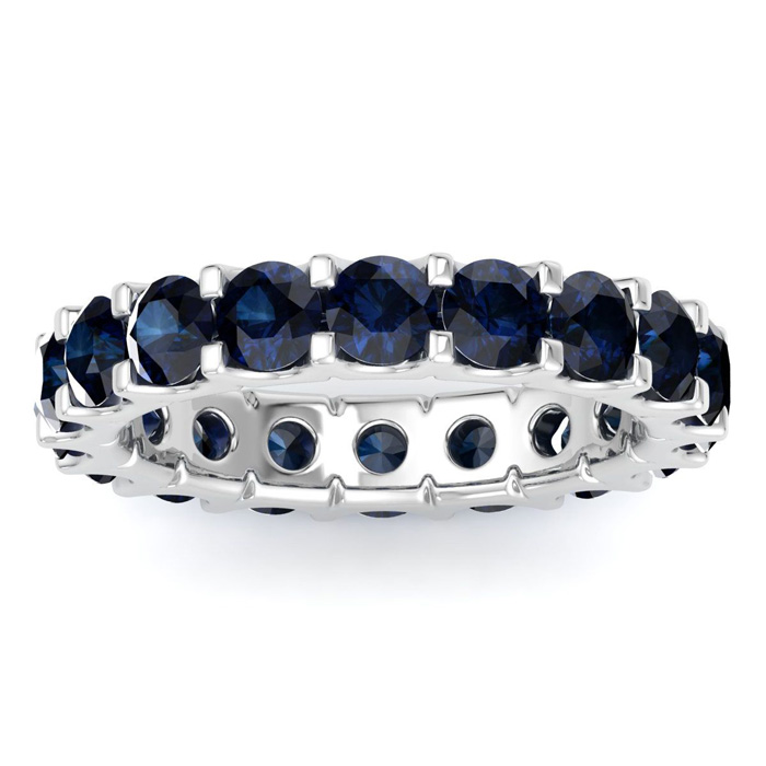 14K White Gold (3.50 g) 3 Carat Round Sapphire Eternity Band, Size 4 by SuperJeweler
