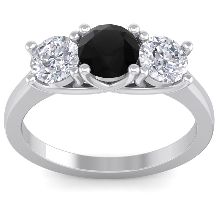 2 Carat Black Diamond Three 3 Diamond Ring in 14K White Gold (4 g) (  SI2-I1)  Size 5 by SuperJeweler