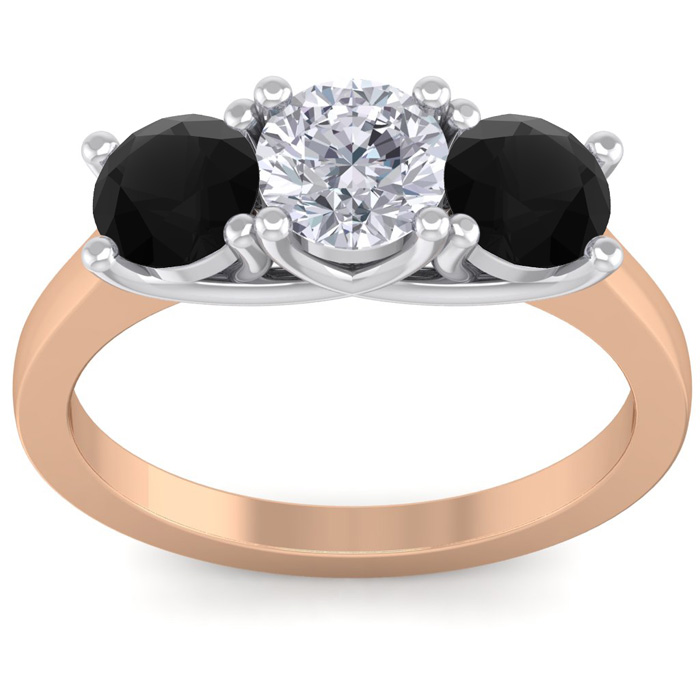 2 Carat White & Black Diamond Three 3 Diamond Ring in 14K Rose Gold (4 g) (  SI2-I1) by SuperJeweler