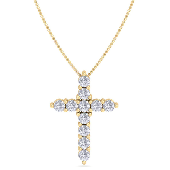 1/2 Carat Diamond Cross Necklace in 14K Yellow Gold, 18 Inches,  by SuperJeweler