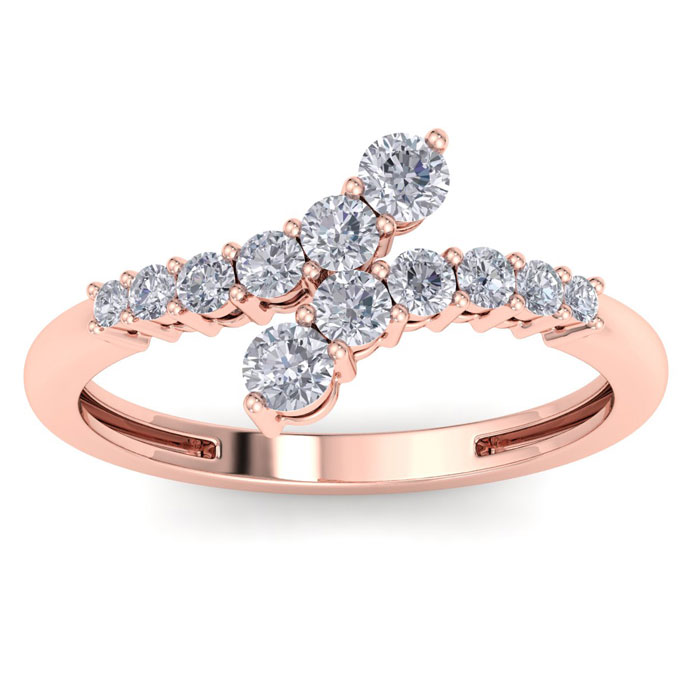 Stunning 1/2 Carat Journey Diamond Wedding Band in 14K Rose Gold, , Size 4 by SuperJeweler