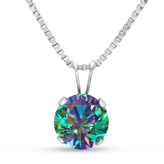 1.5 Carat Mystic Topaz Necklace in Sterling Silver, 8MM, 18 Inch Chain by SuperJeweler