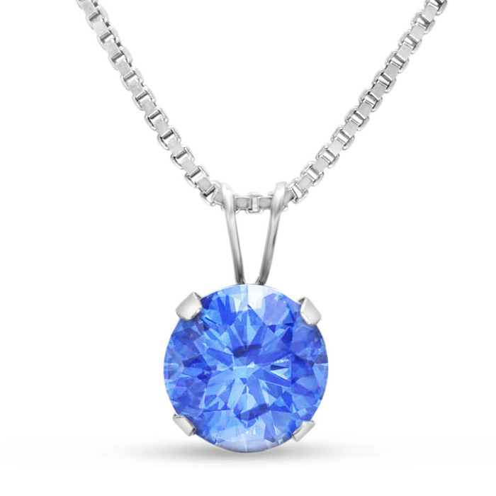 1.5 Carat Tanzanite Necklace in Sterling Silver, 8MM, 18 Inch Chain by SuperJeweler