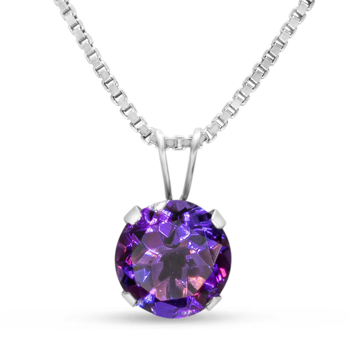 1.5 Carat Amethyst Necklace in Sterling Silver, 8MM, 18 Inch Chain by SuperJeweler