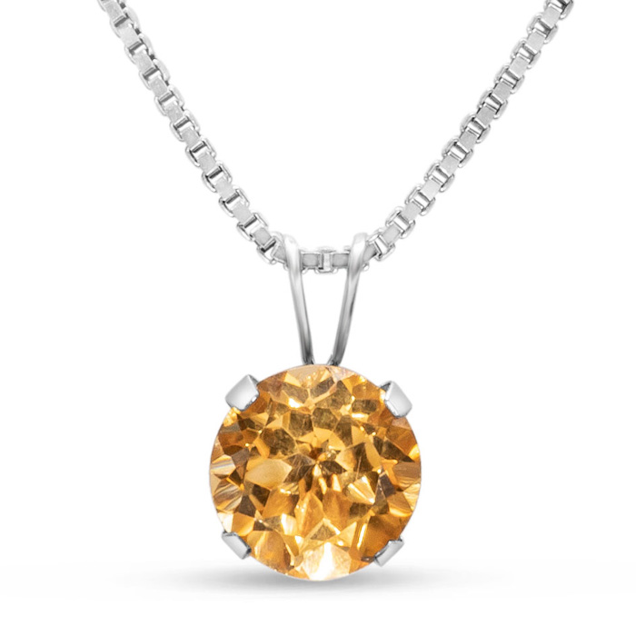 1.5 Carat Citrine Necklace in Sterling Silver, 8MM, 18 Inch Chain by SuperJeweler