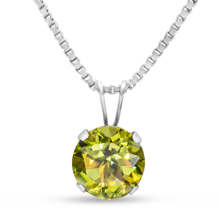 1.5 Carat Peridot Necklace in Sterling Silver, 8MM, 18 Inch Chain by SuperJeweler