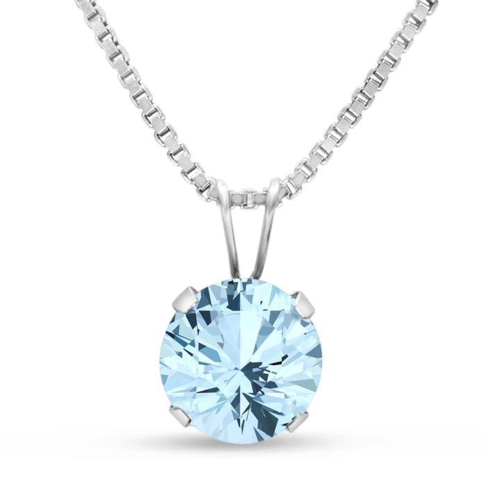 1.5 Carat Aquamarine Necklace in Sterling Silver, 8MM, 18 Inch Chain by SuperJeweler