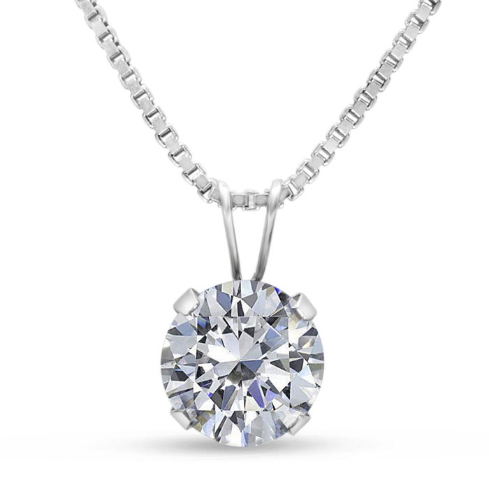 1.5 Carat Moissanite Necklace in Sterling Silver, 8MM, E/F Color, 18 Inch Chain by SuperJeweler