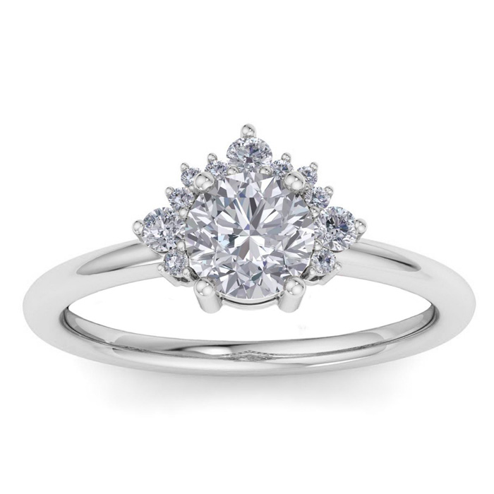 1 Carat Moissanite Engagement Ring w/ Crown in 14K White Gold (2.8 g), E/F Color, Size 4 by SuperJeweler