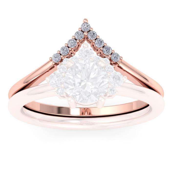 1/10 Carat Matching V Crown Diamond Wedding Band Ring in 14K Rose Gold (1.8 g) (, SI2-I1), Size 4 by SuperJeweler