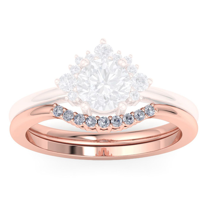 1/10 Carat Matching C Crown Moissanite Wedding Band Ring in 14K Rose Gold (1.7 g), E/F Color, Size 4 by SuperJeweler