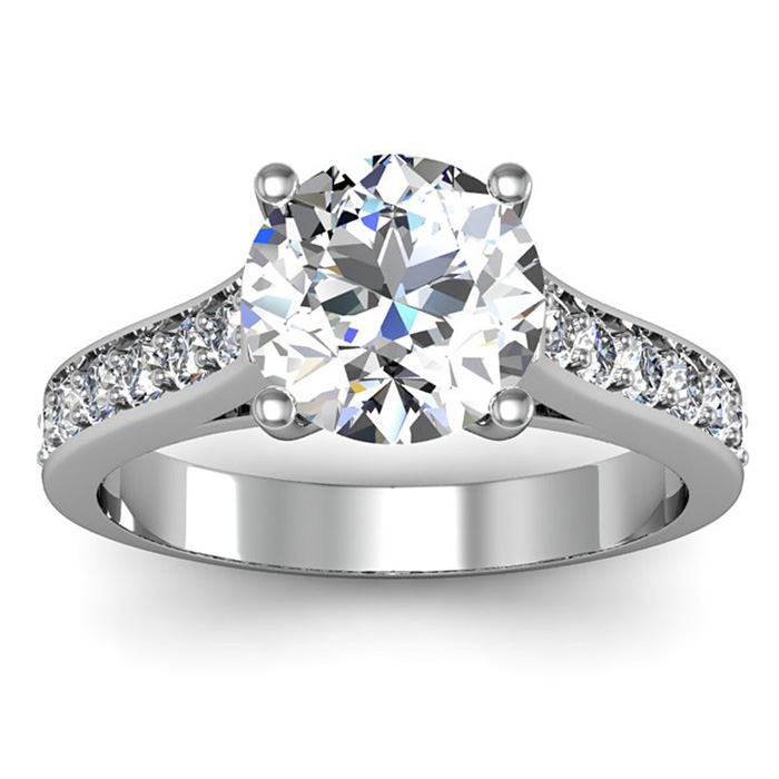 2.5 Carat Classic Engagement Ring w/ 2 Carat Center Diamond in 14