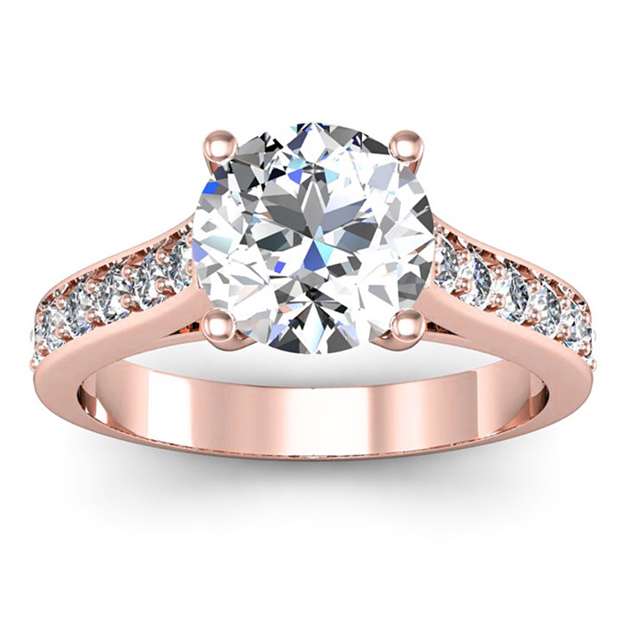 2.5 Carat Classic Engagement Ring w/ 2 Carat Center Diamond in 14K Rose Gold (4 g) (  I1-I2 Clarity Enhanced)  Size 5.5 by SuperJeweler