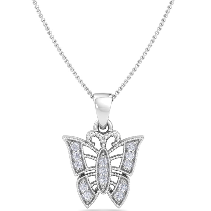 Diamond Butterfly Pendant Necklace in 1.4 Karat Goldâ¢, , 18 Inch Chain by SuperJeweler