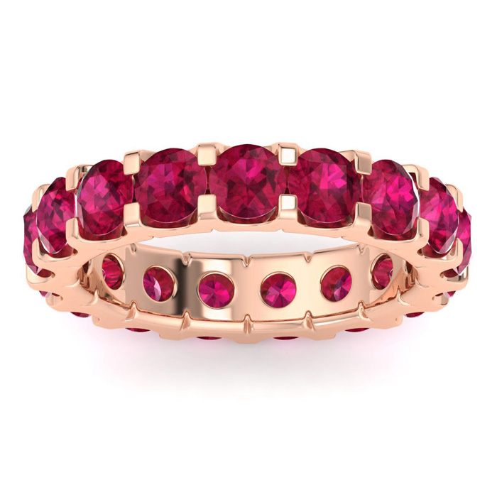 14K Rose Gold (5.9 G) 4 Carat Round Ruby Eternity Band, Size 6.5 By SuperJeweler