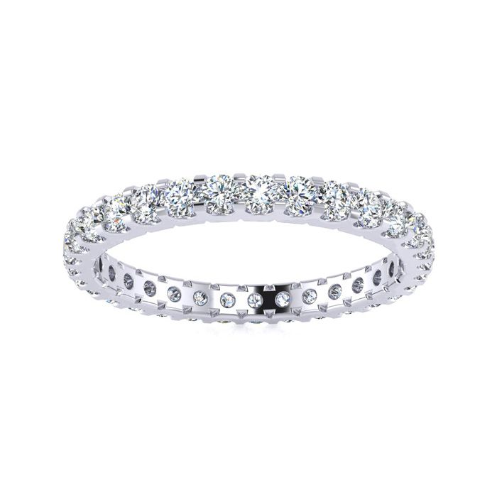 14K White Gold (2.80 g) 1 Carat Round Diamond Eternity Ring (, SI1), Size 4 by SuperJeweler