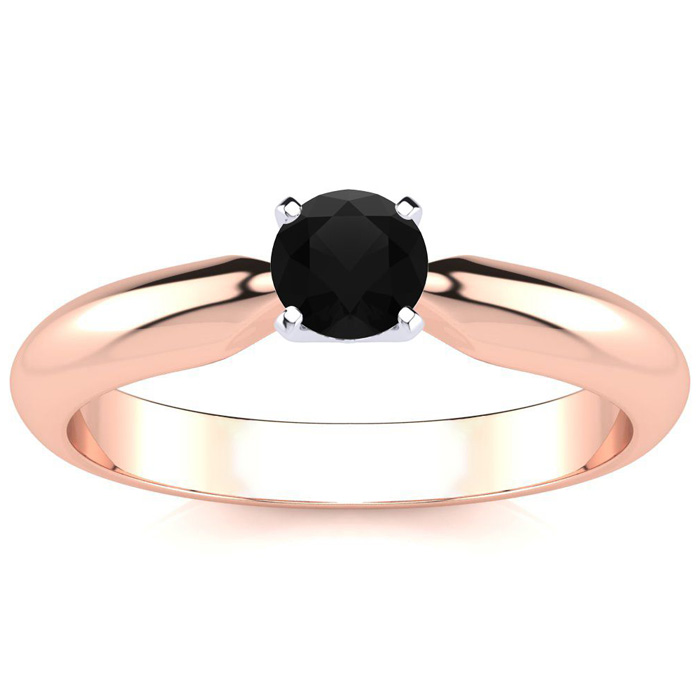 1/4 Carat Black Moissanite Solitaire Engagement Ring in 14K Rose Gold (2 g) by SuperJeweler