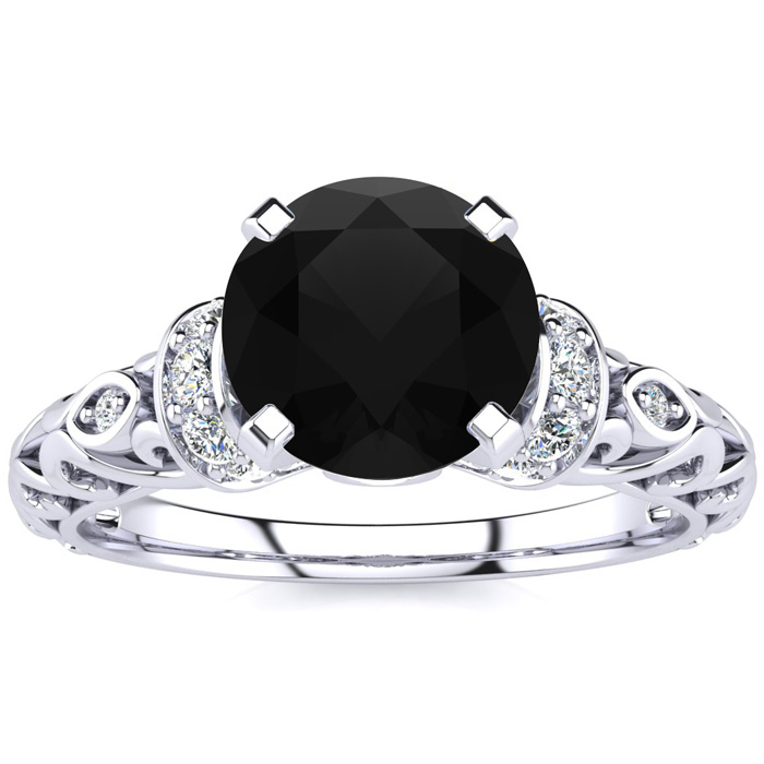 1.25 Carat Vintage Black Diamond Engagement Ring in 14K White Gold (3.20 g) by SuperJeweler