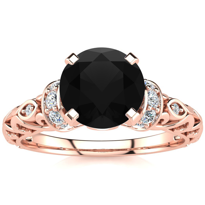 1.25 Carat Vintage Black Diamond Engagement Ring in 14K Rose Gold (3.20 g) by SuperJeweler
