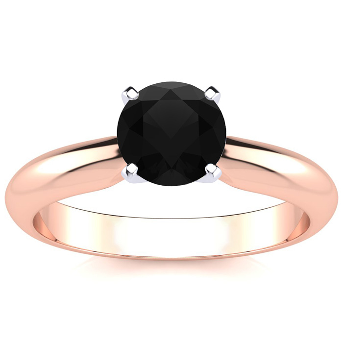 1 Carat Black Diamond Solitaire Engagement Ring in 14K Rose Gold (2 g) by SuperJeweler