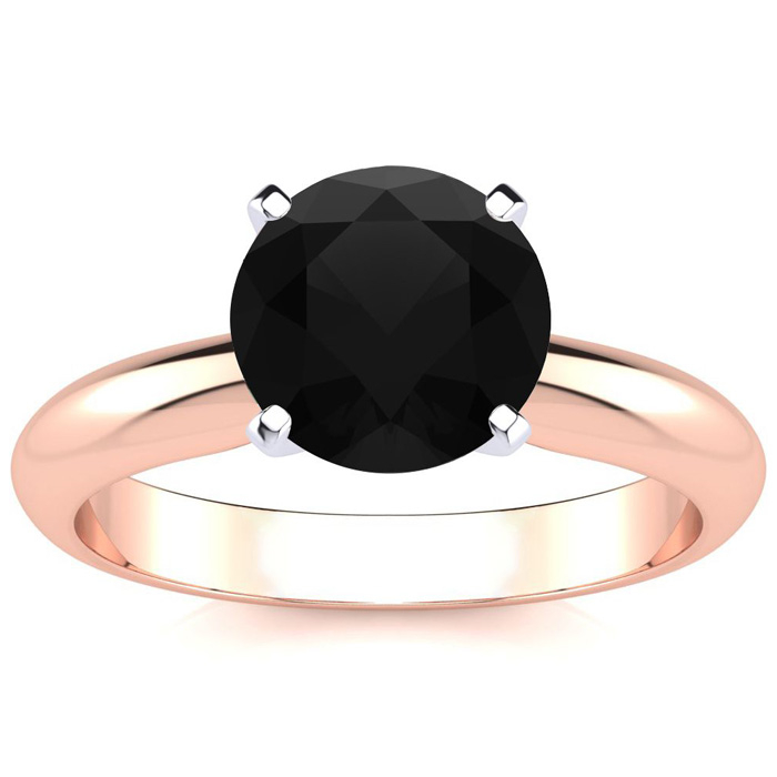 2 Carat Black Diamond Solitaire Engagement Ring in 14K Rose Gold (2 g) by SuperJeweler