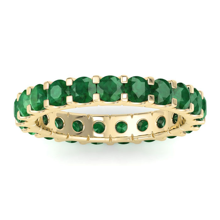 14K Yellow Gold (6.8 g) 5 Carat Round Emerald Eternity Ring  Size 4 by SuperJeweler